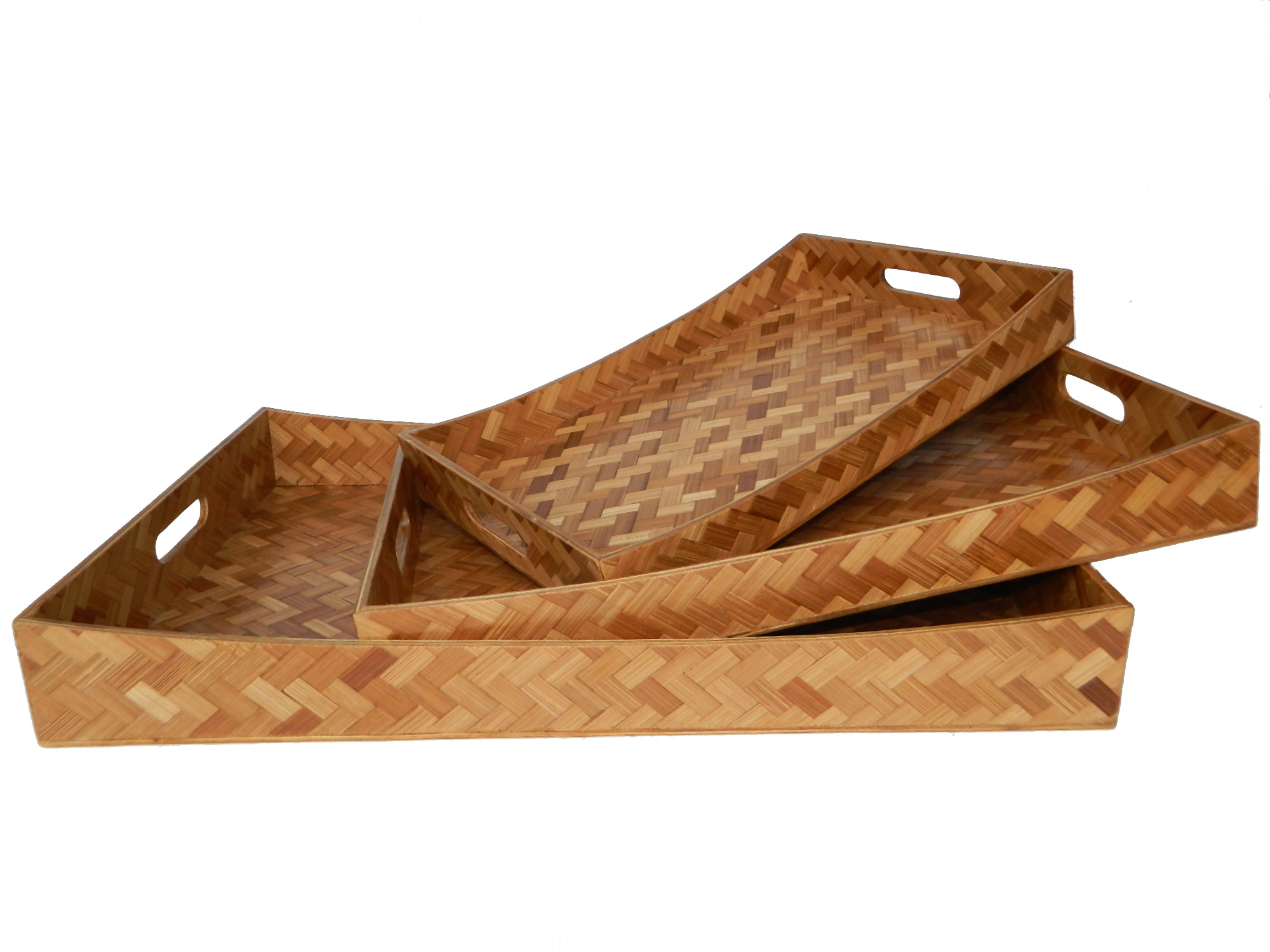 3pc pressed bamboo serving tray